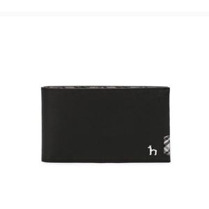 [헤지스] 남성 블랙 체크배색 소가죽 반지갑[HJWA5E281BK]
