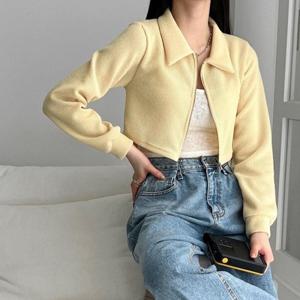 [신상오픈런]KSJ4F72치리버 노란색 스프링 배꼽티 가디건 롱슬리