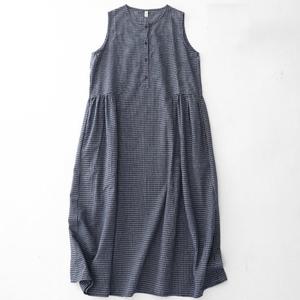 [바바라옷장]253518 - 셔링 체크 린넨면롱원피스 면원피스 인견