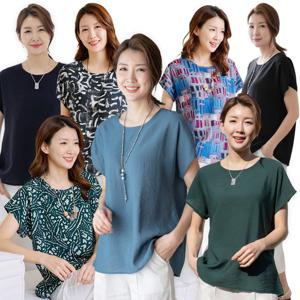 우일 여성 여름 인견 반팔 가오리티셔츠 마담 중년 아줌마 엄마옷 상의