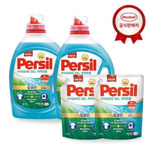 [헨켈]헨켈 퍼실 딥클린 9중효소 실내건조/하이진젤 2.7L 2개+1.8L 2개 (일반/드럼 겸용)