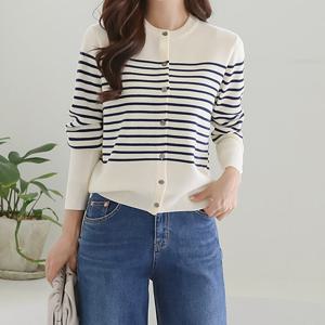 [바네사빈] 메리노울 단가라 라운드 니트 가디건 v00476