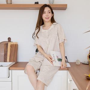 바풀 CA4V108-16 여성잠옷 면레이온 반팔 파자마 잠옷 상하 세트