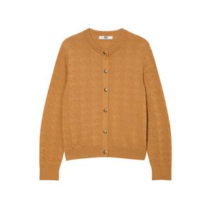 닥스 여성 24FW 카멜 하운드투스 패턴 스틸버튼 라운드 가디건 DLSW4CE71CM