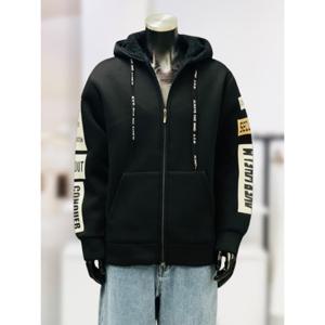 [피클]네오프렌 레터링 밍크 후드 집업 자켓 PSDBJK06HM2