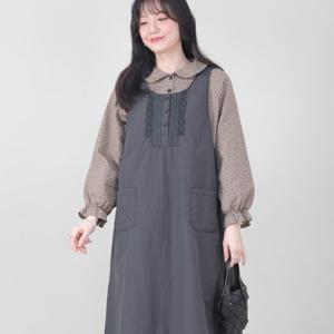 애비뉴투지 엄마옷 레이스 솜 누빔 단추 오픈 겨울 패딩 조끼 원피스 K01533