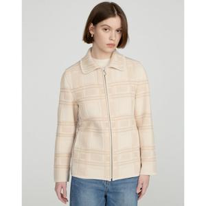 닥스 여성 25SS 베이지 자카드 체크 면혼방 집업 가디건 DLSW5A101I2