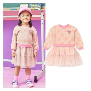 [게스키즈]플라워 니트 배색 원피스 (G37DAO020-T)