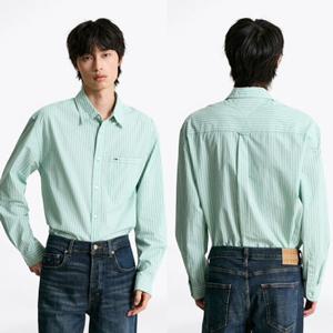 [타미진] 공용 루즈 핏 T32F7WSH13TMT1 포플린 패턴 셔츠 남자여자 가을겨울 기본 스트라이프 남방 SC