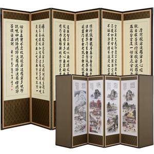 6폭비단반야심경풍속도 이조공예 제사병풍 가리개