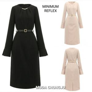 [미니멈]진주&비즈큐빅 주얼리넥 벨티드원피스 MVAGWO1100 MD_CJ