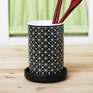 모던라인 도자기 수저통 1단 블랙스퀘어