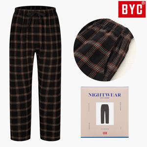 BYC 남자잠옷바지 순면 겨울 기모 파자마 체크 주머니 인밴드