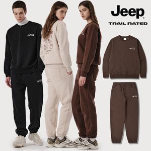 지프 25FW 최신상 와일드 트레일 기모 맨투맨+조거팬츠 2종 세트 남녀공용