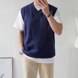 [쿼터]남자 메종 브이넥 니트 조끼 베스트 11color
