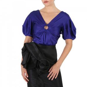스텔라 매카트니 사파이어 블루 퍼프 슬리브 러쉬 블라우스 6T0043 3AU309-4200