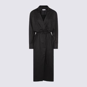 브루넬로쿠치넬리 블랙 롱 슬리브 칼라 랩 원피스 ME226A5395 C