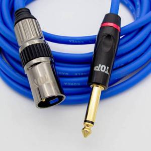 HDTOP 국산 5.5 모노 TO XLR 수 마이크 케이블 블루 0.5M HT-TP1312