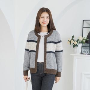 엄마옷 마담4060 코지배색니트가디건 중년여성 데일리 -ZCA2510006-