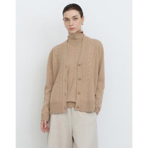 닥스 여성 24FW 울캐시미어혼방베이지 로고 버튼  브이넥 가디건 DLSW4DE91I2