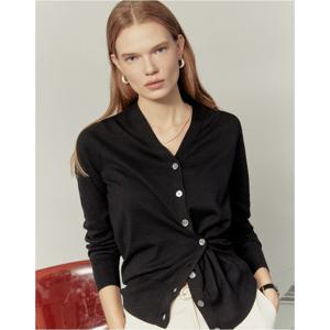 헤지스 여성 24SS 클리어런스블랙 2-WAY 스타일링 브이넥 가디건 HSSW4A201BK