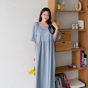 [샵앤]샤샤 여성 스퀘어넥 5부 벨소매 원마일 등원룩 나들이 데일리 반팔 원피스 ARA-WDR-3164-소라