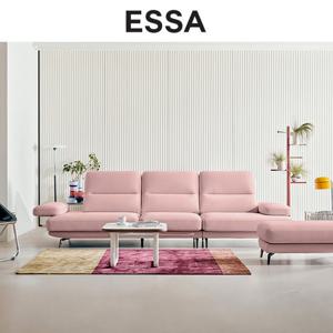 [헤드레스트 2개&상품권증정][에싸] 카디스 컴팩트 4인 리브 패브릭 소파+스툴