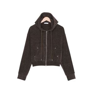 [스콰즈] 여자 크롭 후드집업 캐주얼 벨벳 긴팔집업 SNC001