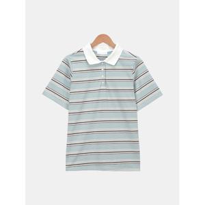 [스콰즈] 여성 배색 카라 반팔티 스트라이프 박스티셔츠 SLEET016