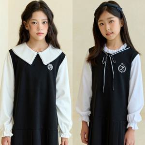 [모데쯔]주니어 10대 가을 리본셔링 원피스 콩쿨 행사 결혼하객