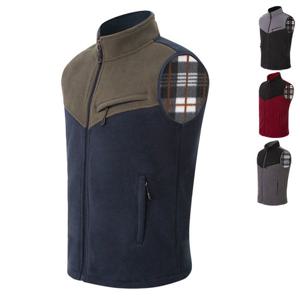 배색 하이넥 기모 집업조끼