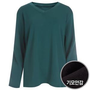 [샵앤]기획]여성 국산 이너 브이넥 무지 기모 긴팔 티셔츠 DAI-WSH-1209-청록