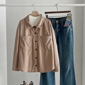 샵앤) 여성 골덴 포켓 루즈핏 남방 셔츠 DGB-WSH-3962-베이지