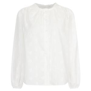 샵앤) 여성 레이스 라운드넥 꽃펀칭 쉬폰 시스루 블라우스 MSE-WBL-20374-아이보리