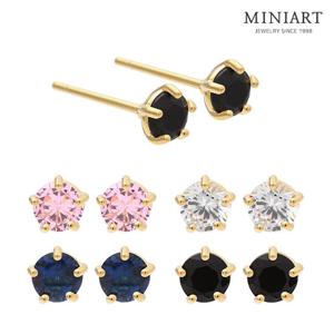 [미니아트] 14K GF 4mm 큐빅 골드필드핀 일자핀  금 침 귀걸이