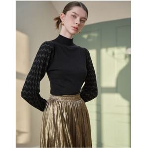 [르니앤맥코이(여성)]잔골지 반폴라 퍼프소매니트 (ML02KN303FJY)