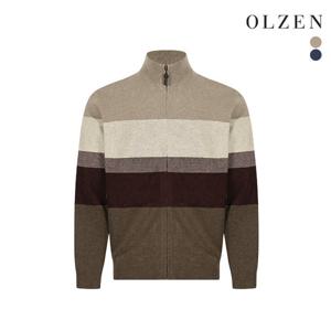 [스노우코스트]올젠 배색 니트집업 가디건 (ZPB4EC181)