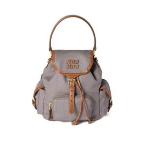25 FW 미우미우 레더 트리밍 캔버스 백팩 5BZ043VOOO2IBQ TP443323755