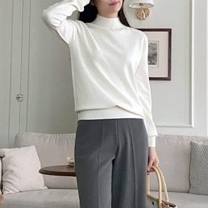 샵앤) 여성 무지 홀가먼트 반목 니트티 SIU-WKN-3697-아이보리