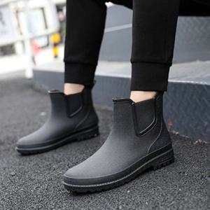 발목 유연한 밴딩처리 베이직 스타일 남성 레인부츠