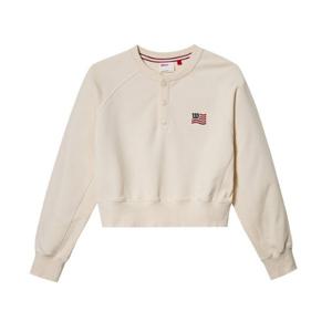 윌슨긴팔티 LQC W241002LHT21-CRM 여성 플래그 크롭 맨투맨 티셔츠