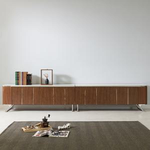 스코나 루마노 갤러리 포세린 통세라믹 스텐 스틸 월넛 서랍 2800 거실장 TV장