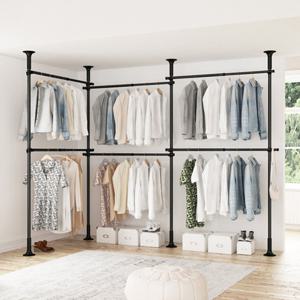 6단 튼튼한 행거 드레스룸 헹거(블랙)