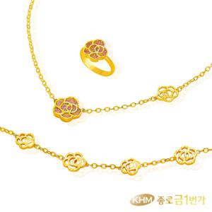 순금 목걸이/팔찌 2종택  큐빅로즈컷 7.5g