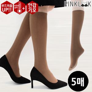 [핑크룩] 국내생산 여성 판타롱스타킹 기모반스타킹5매/커피