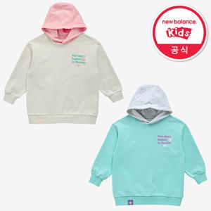 뉴발란스 키즈 롱기장 배색 후드 맨투맨 아동 티셔츠 NK9CC1252U