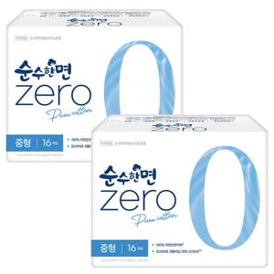 깨끗한나라 순수한면 제로 중형 16개입x2팩