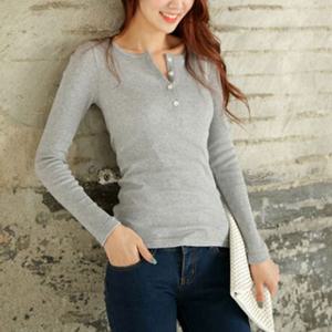 여성 데일리 티셔츠 골지 긴팔 기본 인기 슬림 티