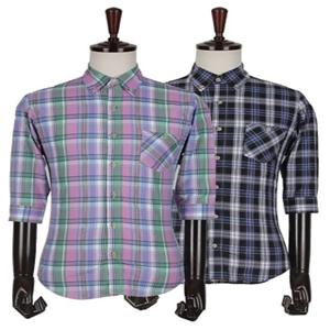 체크패턴 7부 셔츠 남성의류 남성셔츠 남성남방