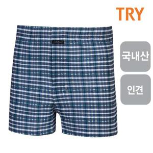 TRY 남성 체크나염 박서팬티 인견 남자트렁크팬티 1매